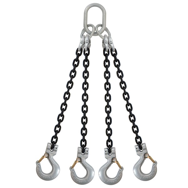 3/4" x 10' - Crosby 4 Leg Chain Sling w/ Sling Hooks - Grade 100